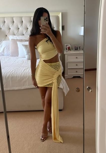 Hire DECONDUARTE Paradiso Lace Mini Dress in Baby Yellow