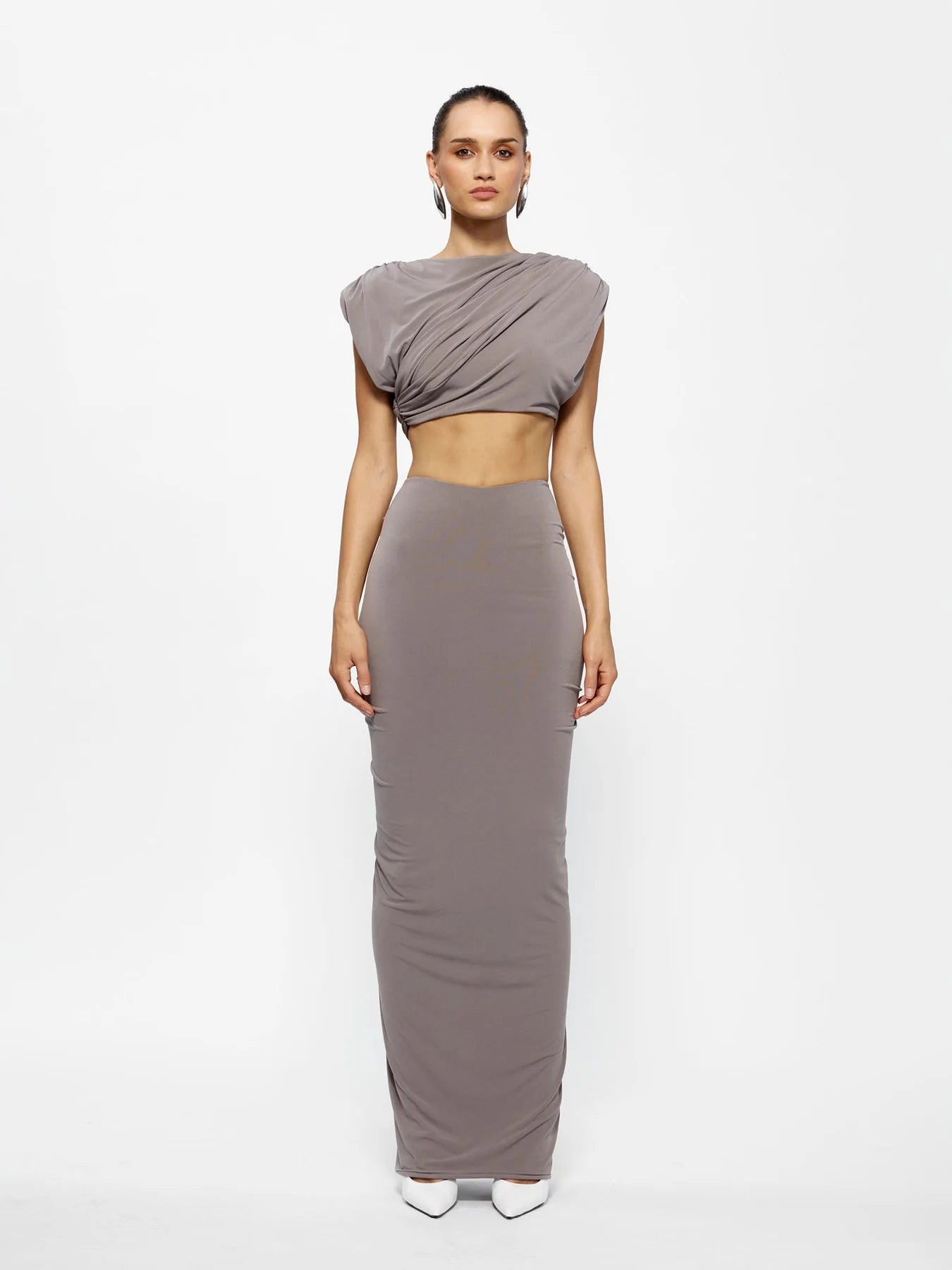 Hire EFFIE KATS Bacall Crop Top in Nutmeg