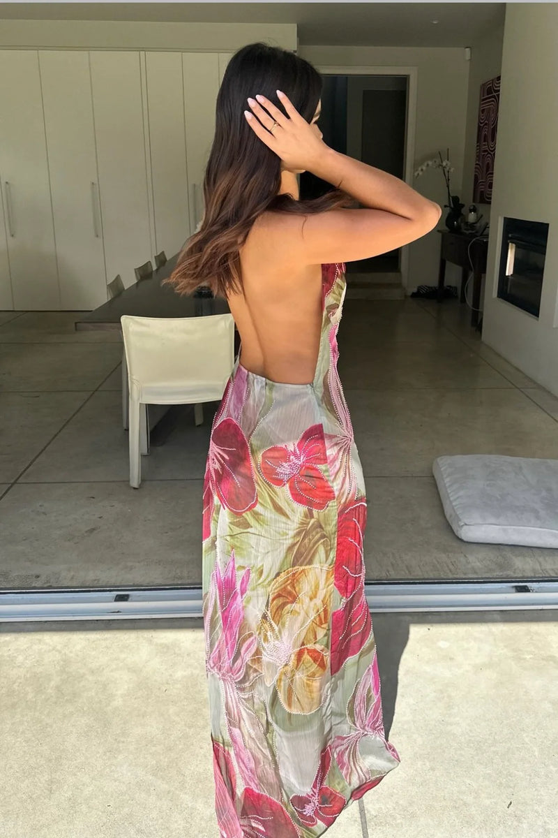 Hire JADED LONDON Dahlia Hand-Beaded Backless Chiffon Maxi Dress SUSTAINABLY. The Dress Hire Hire JADED LONDON Dahlia Hand-Beaded Backless Chiffon Maxi Dress SUSTAINABLY. The Dress Hire