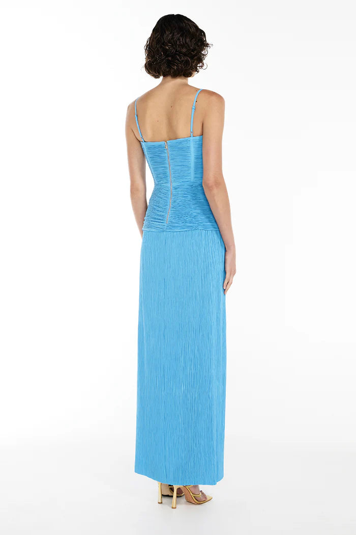 manning cartell double time pleat dress blue Manning Cartell Double Time Pleat Dress in Blue Acqua Spritz  Hills Shire  Hire