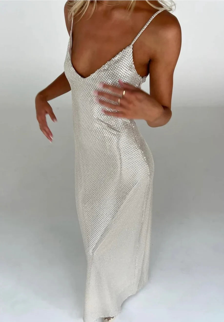 Hire MANNING CARTELL High Voltage Slip Dress in Nude Silver – SUSTAINABLY. The Dress Hire