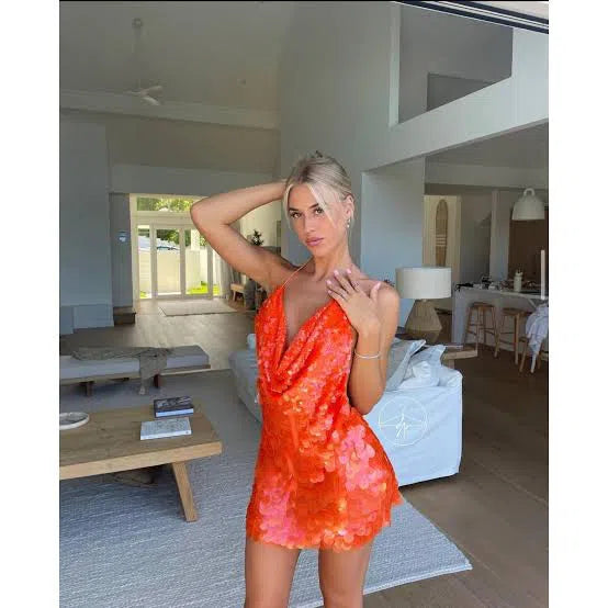 Hire RAT & BOA Malika Mini Dress in Orange Sequin