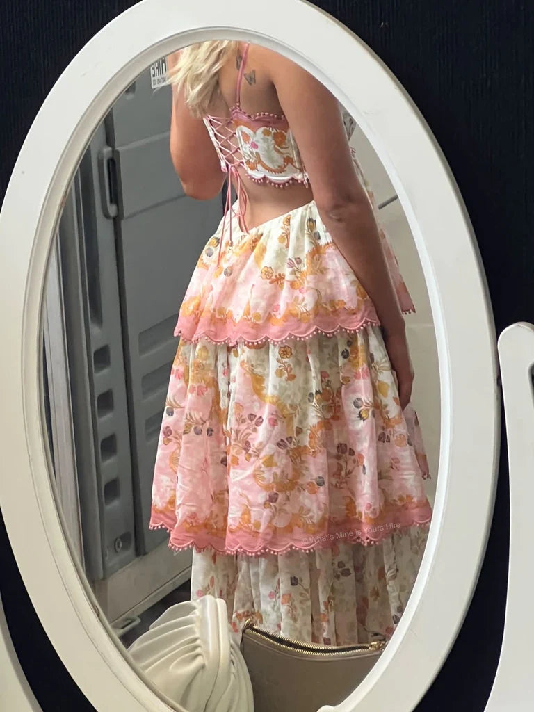 knee length dresses for ladies Hire ZIMMERMANN Laurel Frill Midi Dress – SUSTAINABLY. The Dress Hire