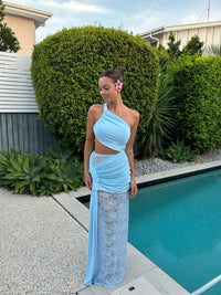 Hire DECONDUARTE Paradiso Lace Maxi in Powder Blue
