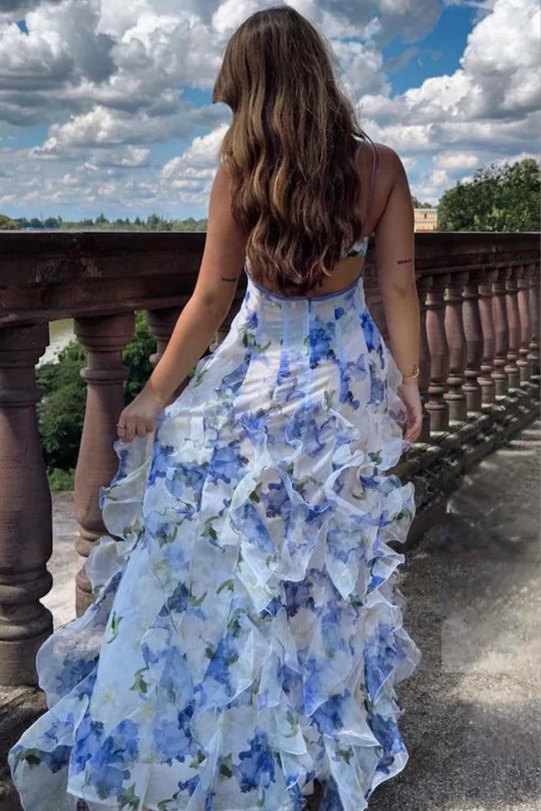 iris flower maxi dress Hire MENTI SANTORINI in Blue Sheer Roses Chiffon – SUSTAINABLY. The Dress Hire LowStock:43331960045619 etched in soft relief Women's Shirt Dress Formal Size:S (34) Rental Only