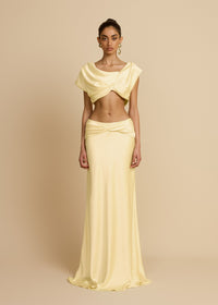 Hire ARCINA ORI Set Andi Maxi Skirt and Crop Top in Butter Yellow Gold