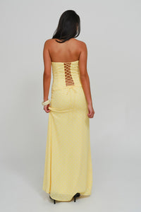 Hire DEAR FRANKIE SABELLE Charlotte Set Maxi Skirt and Corset Top in Yellow Sorbet