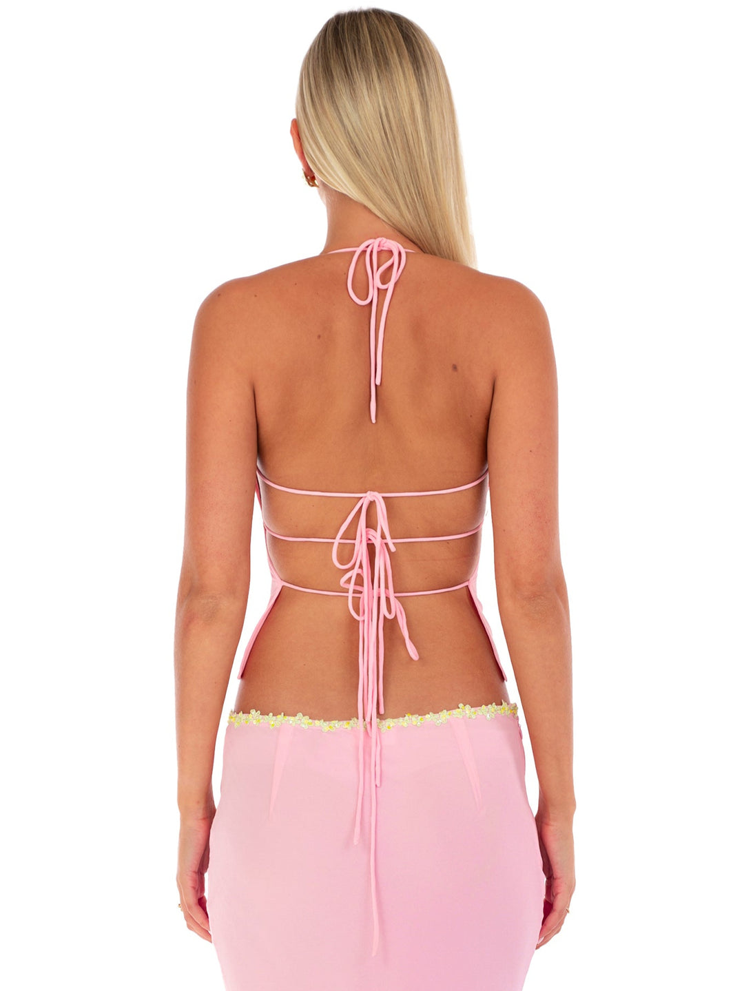Hire I AM DELILAH. Jemima SET Midi Skirt and Halter Top in Lemonade Pink