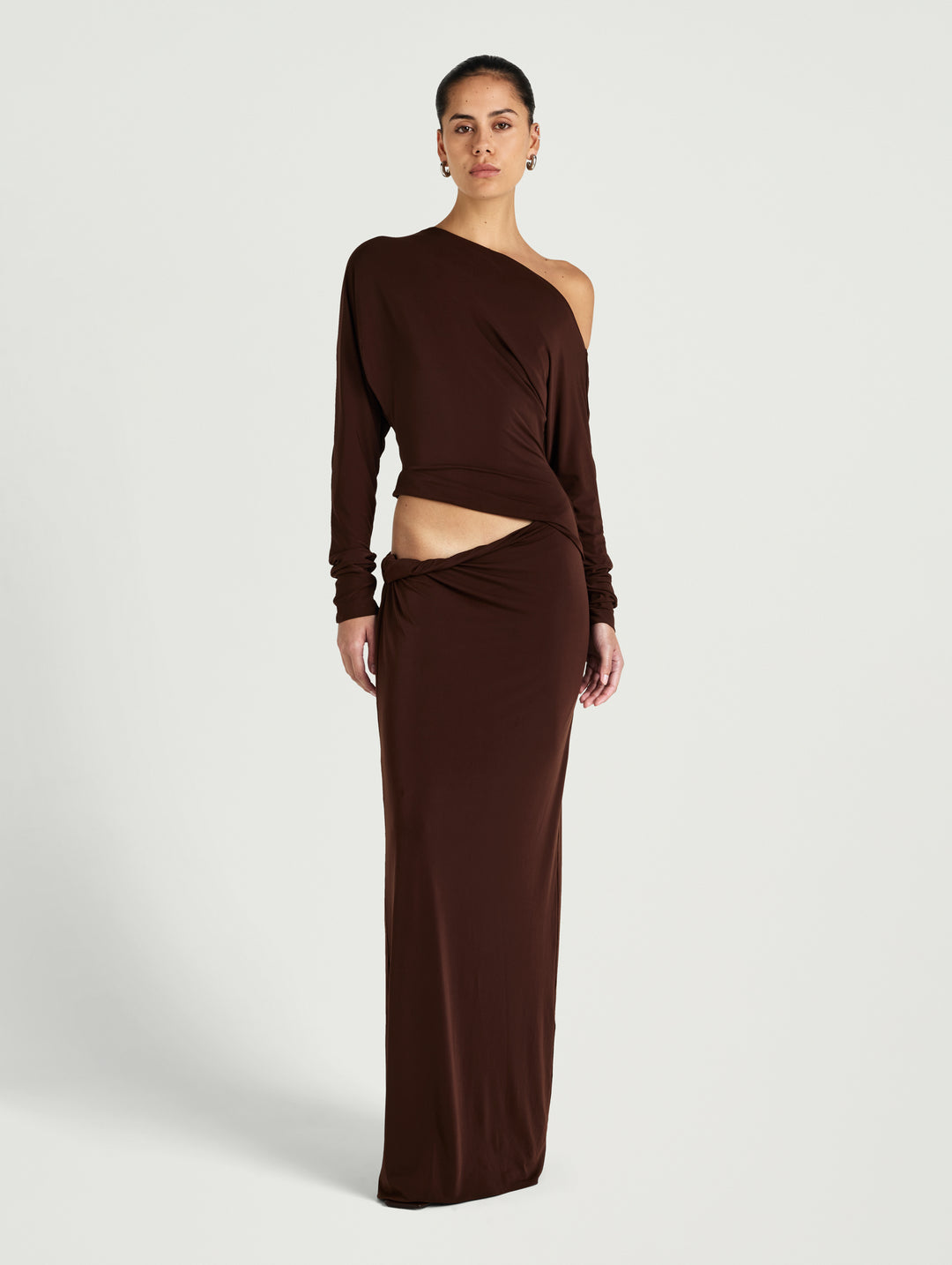 Hire BENNI Enya Maxi Dress in Chocolate Brown