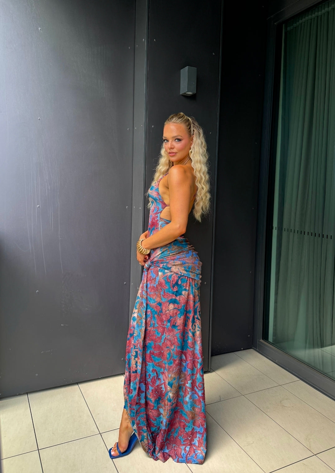 Hire DECONDUARTE Andreina Maxi Dress in Blue Floral