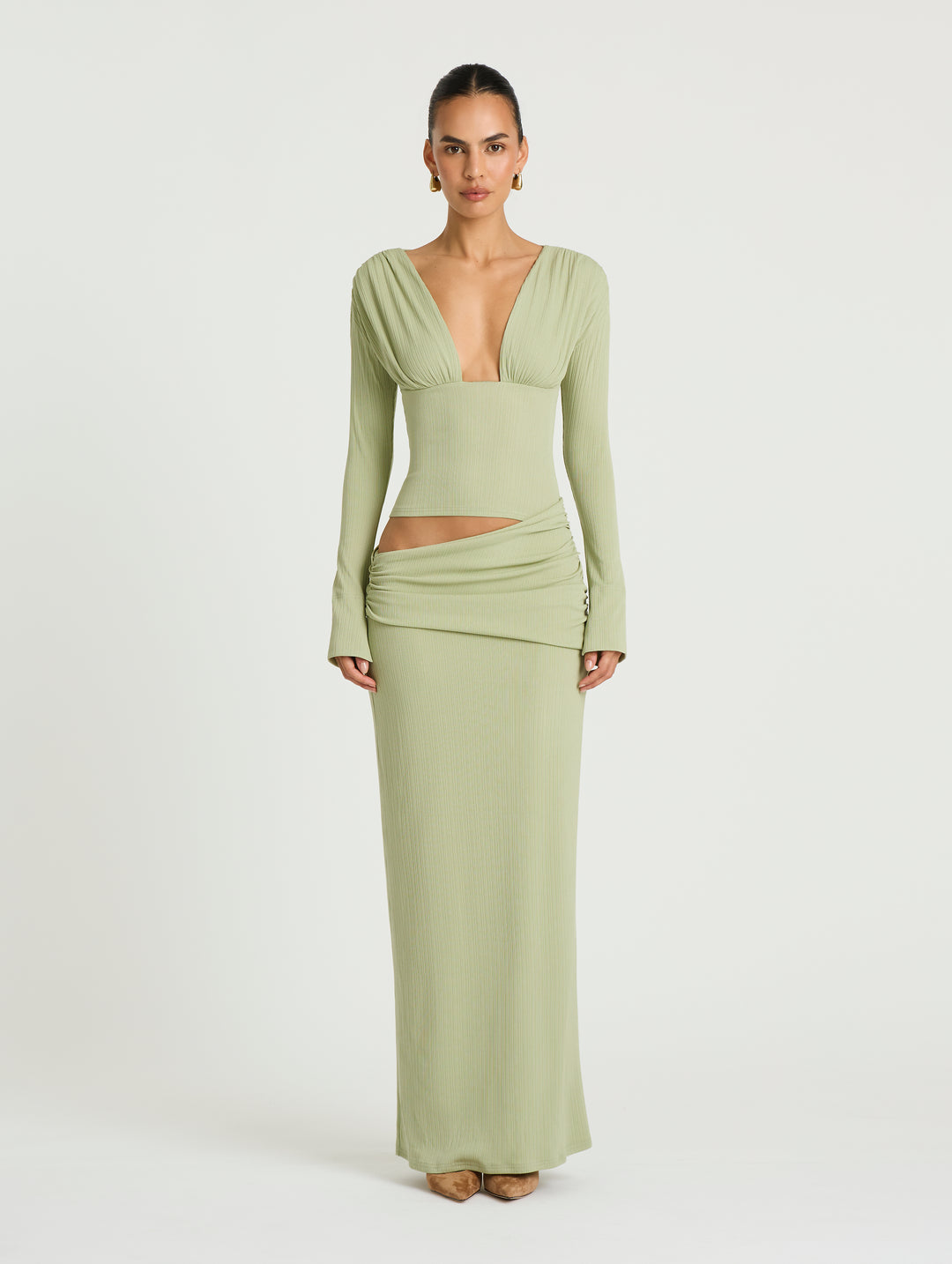 Hire BENNI Agnes Maxi Dress in Pistachio Green