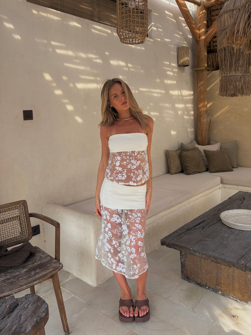Hire DESERO JACARE Marbella Blanche SET Skirt and Top in White