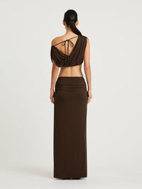 Hire BENNI Set Celia Maxi Skirt and Top in Chocolate Brown