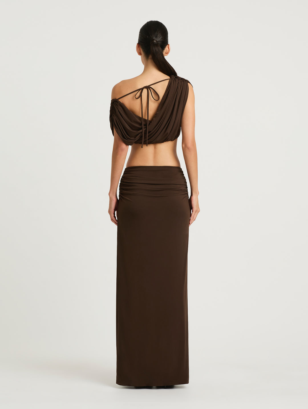 Hire BENNI Set Celia Maxi Skirt and Top in Chocolate Brown