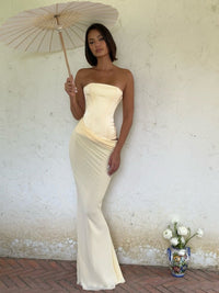 Hire CHERIE ATTIRE Clara Corset Maxi Dress in Yellow