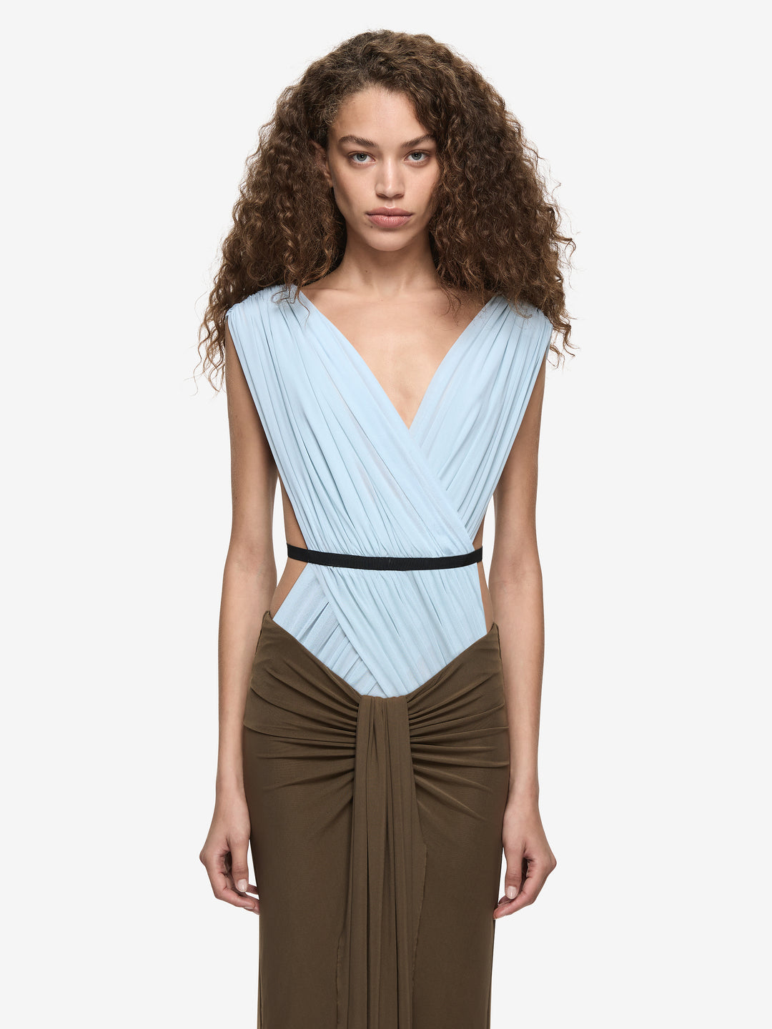 Hire BEC+BRIDGE Anaya V Maxi Dress in Mist Latte Black