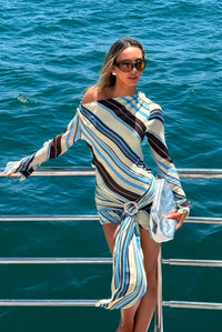 Hire BENNI Elise Mini Dress in Ocean Stripe