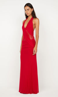 Hire BEC+BRIDGE Deija Halter Maxi Dress in Strawberry Red