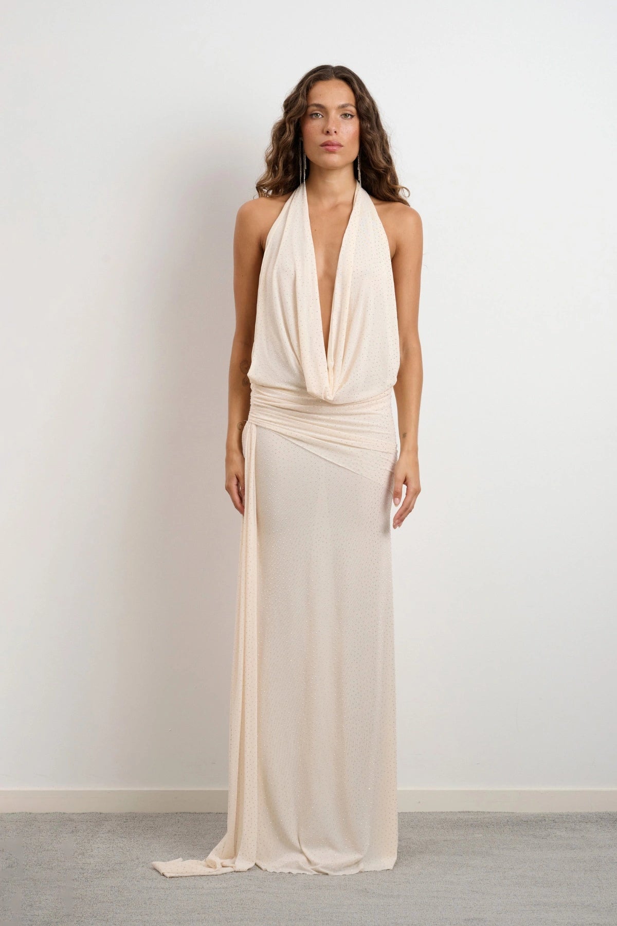 Hire DŽO Delia Maxi Dress in Rhinestone Cream