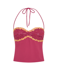 Hire I AM DELILAH. Jemima SET Midi Skirt and Halter Top in Wine Red