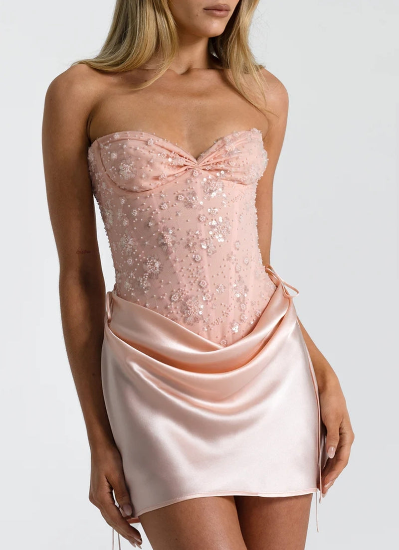 natalie rolt pink dress Hire NATALIE ROLT Verity Bustier in Baby Pink (TOP ONLY) – SUSTAINABLY. The  Dress Hire