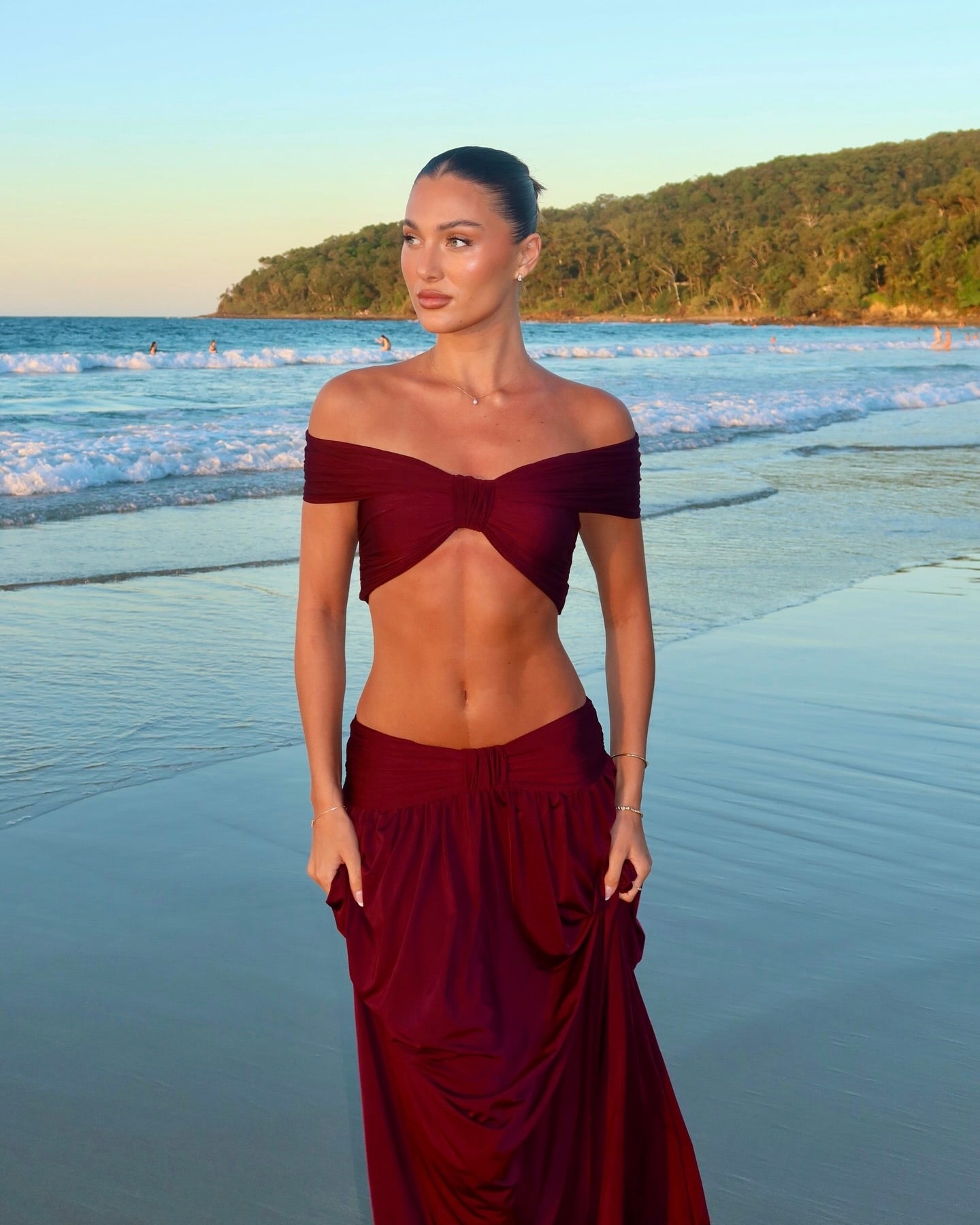 Hire ARCINA ORI Set Alessia Maxi Skirt and Crop Top in Plum