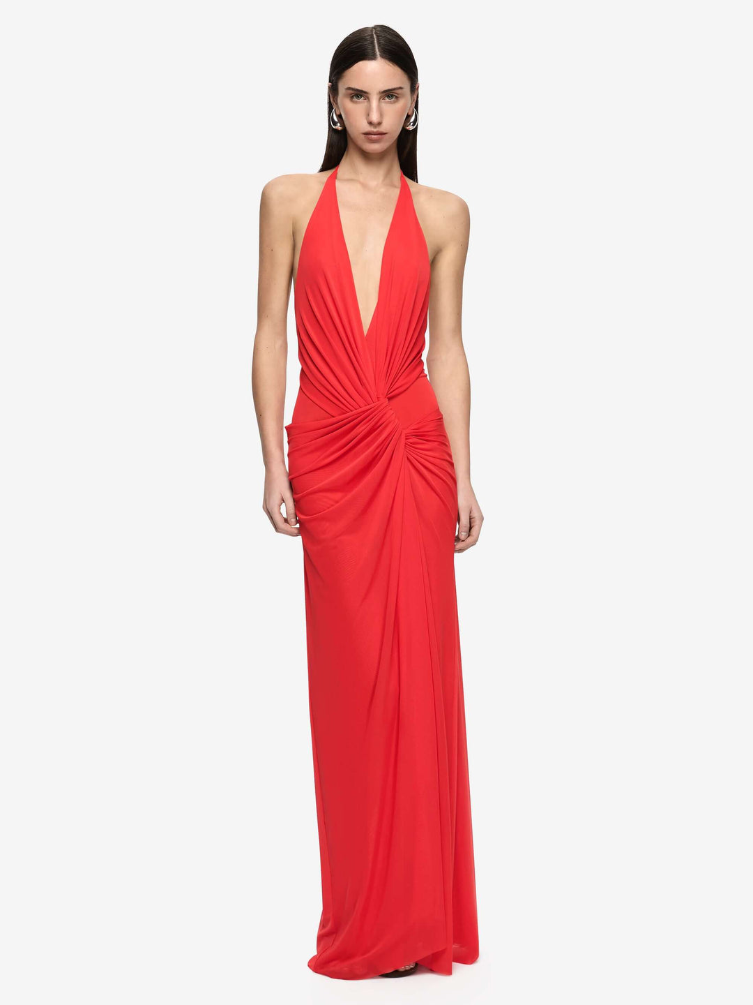 Hire BEC+BRIDGE Xanthi V Neck Maxi Dress in Flame Red