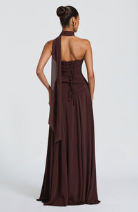 Hire BABYBOO Patricia Maxi Dress in Plum Brown