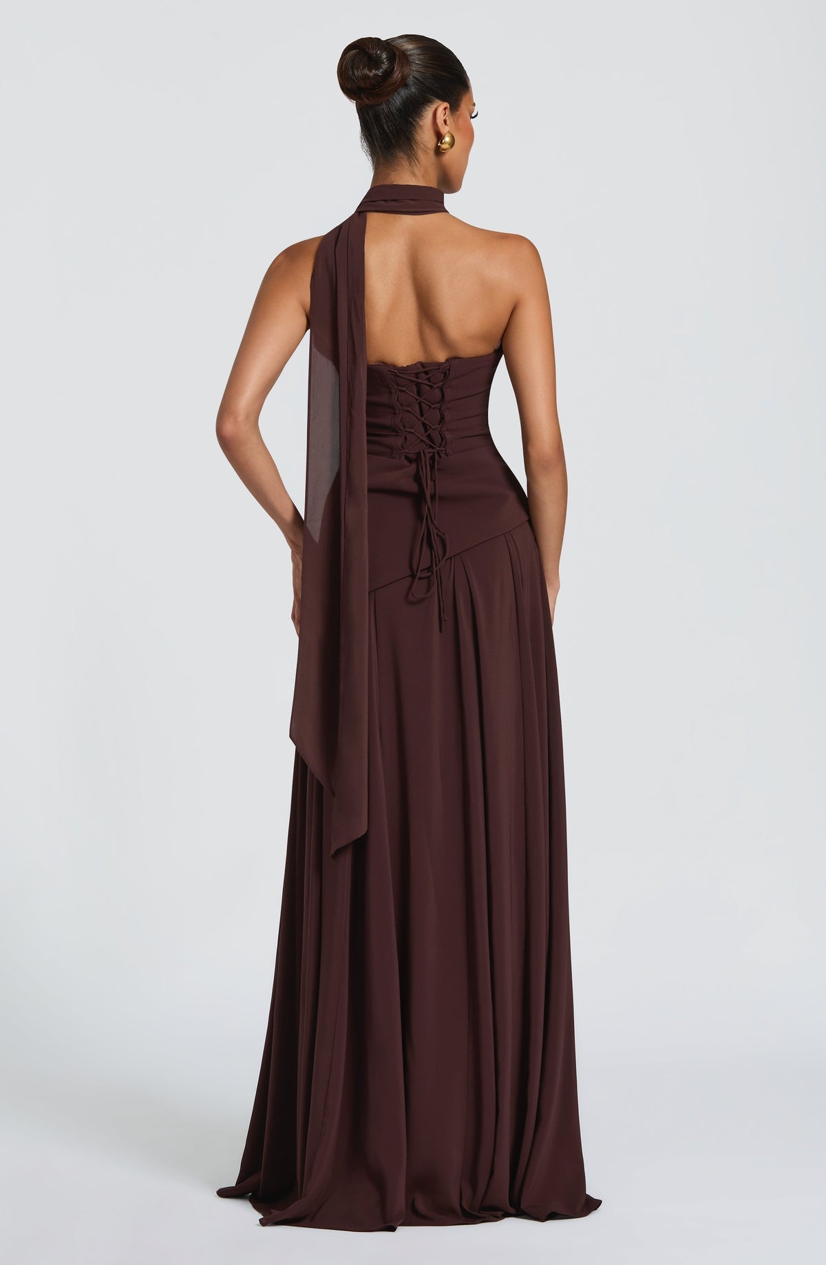 Hire BABYBOO Patricia Maxi Dress in Plum Brown