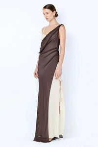 Hire BEC+BRIDGE Augustin Asym Dress in Dark Chocolate Snow