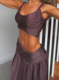 Hire KOSTER KULTURE Set Calypso Maxi Skirt and Top in Plum Brown