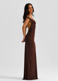 Hire NATALIE ROLT Brielle Dress Gown in Espresso Brown