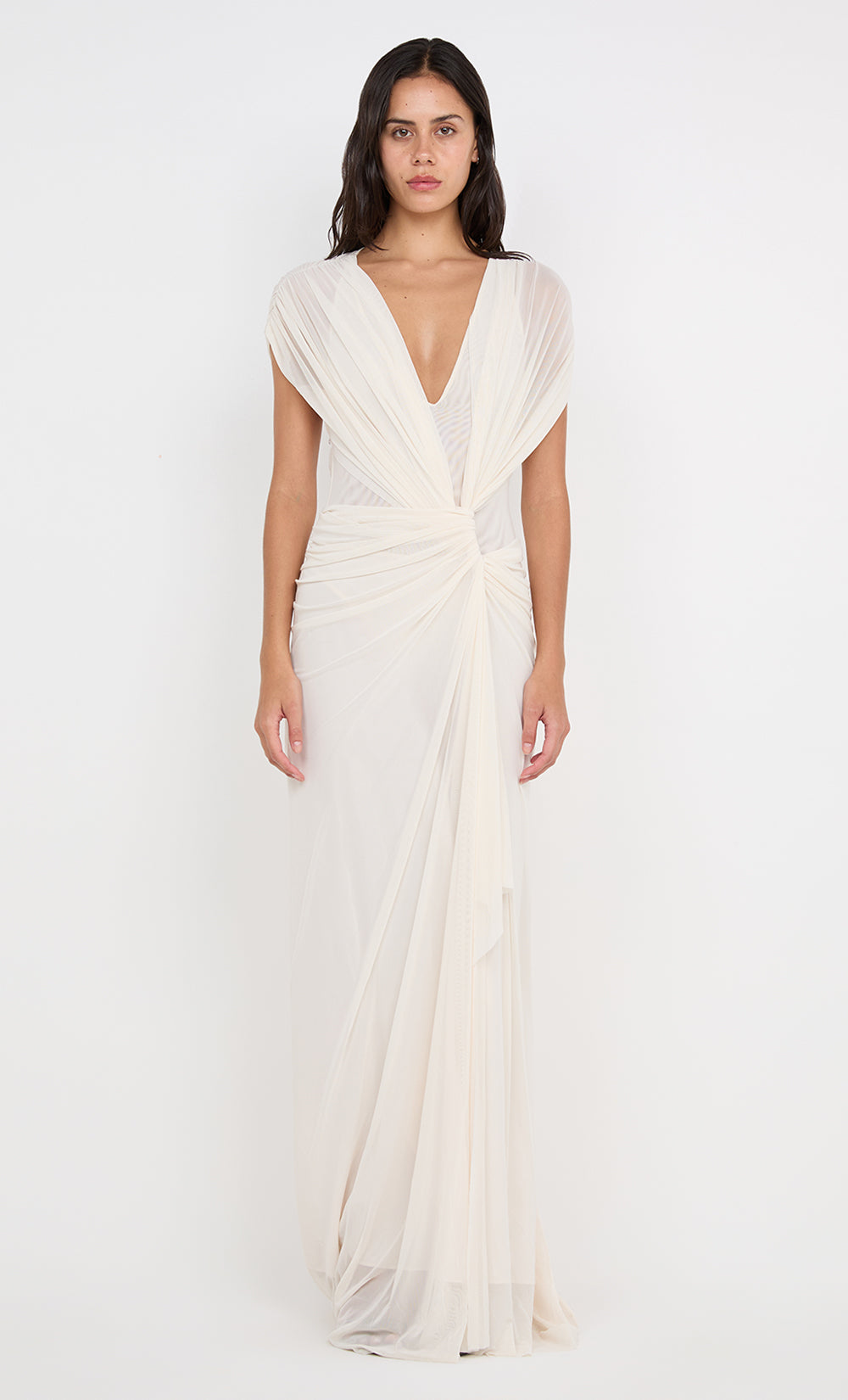 Hire BEC+BRIDGE Leia Drape Gown in Buttercream