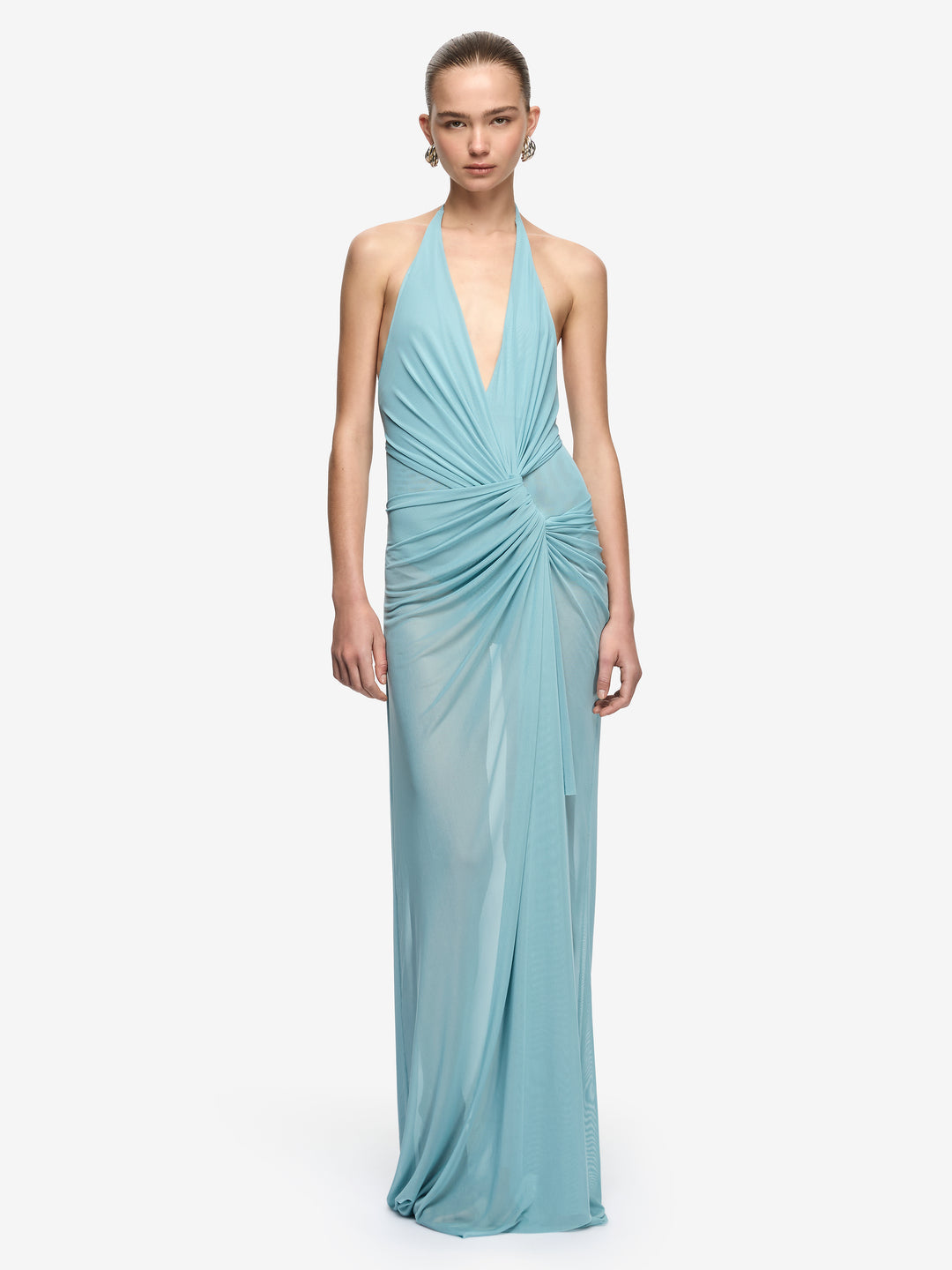 Hire BEC+BRIDGE Xanthi V Neck Maxi Dress in Bermuda Blue