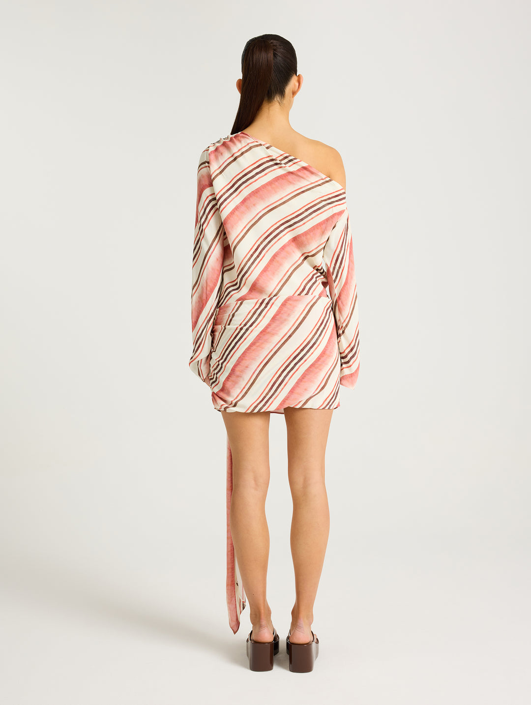 Hire BENNI Elise Daya Mini Dress in Watermelon Stripe Pink