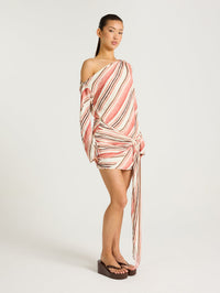 Hire BENNI Elise Daya Mini Dress in Watermelon Stripe Pink