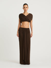 Hire BENNI Set Celia Maxi Skirt and Top in Chocolate Brown