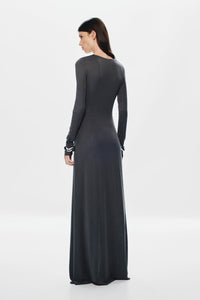 Hire MISHA Jennifer Long Sleeve Cupro Maxi Dress in Vulcan Grey