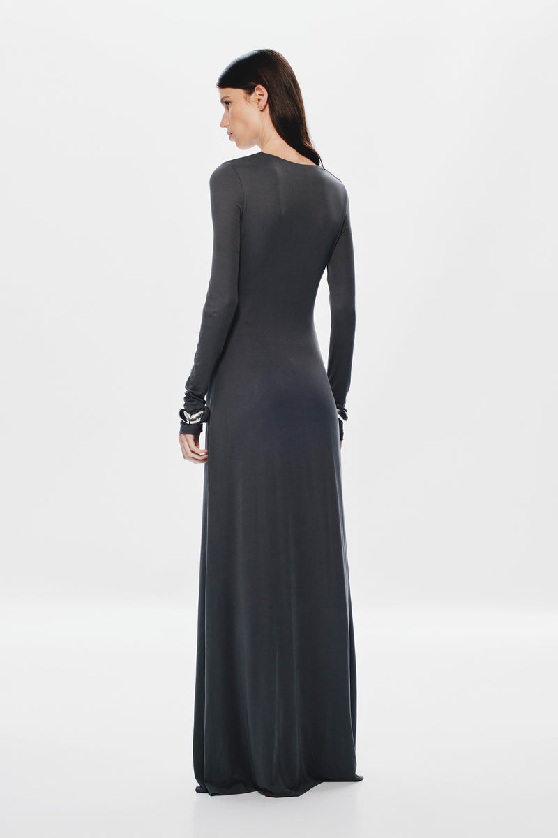 Hire MISHA Jennifer Long Sleeve Cupro Maxi Dress in Vulcan Grey