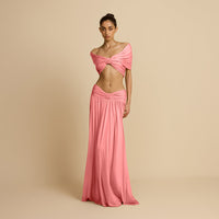 Hire ARCINA ORI Set Alessia Maxi Skirt and Crop Top in Dusty Pink