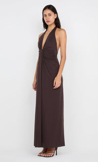 Hire BEC+BRIDGE Tillie Drape Maxi Dress in Dark Chocolate Brown