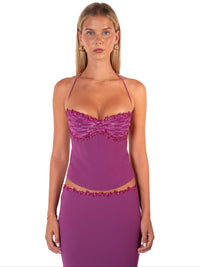 Hire I AM DELILAH. Jemima SET Midi Skirt and Halter Top in Berry