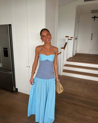 Hire I AM DELILAH. Adeline SET Maxi Skirt and Corset Top in Storm Blue