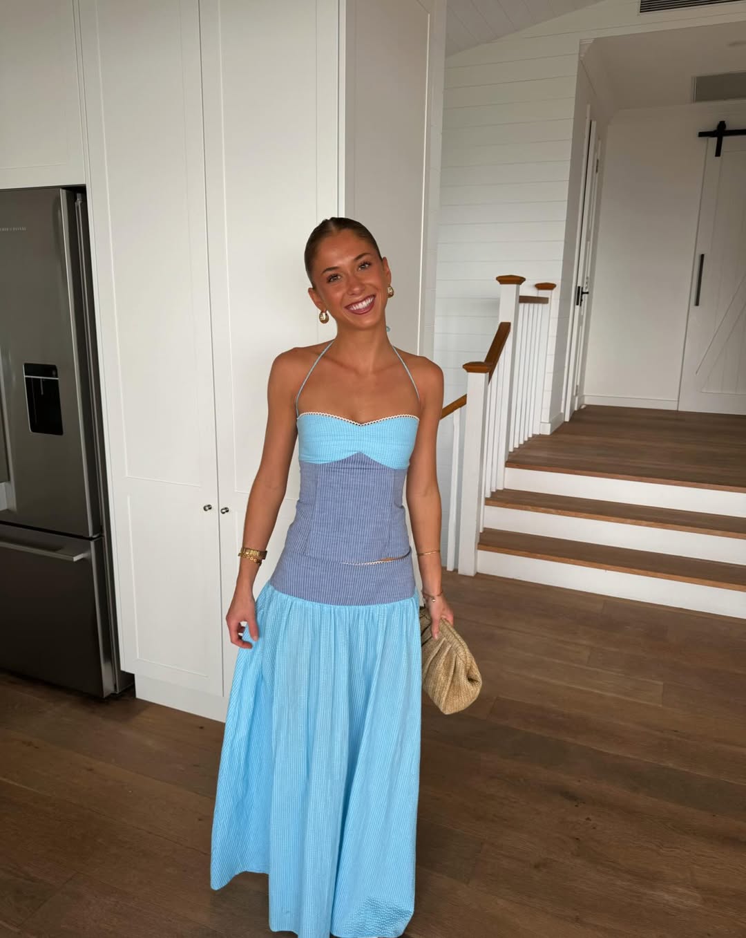 Hire I AM DELILAH. Adeline SET Maxi Skirt and Corset Top in Storm Blue