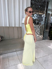 Hire I AM DELILAH. Scarlett SET Maxi Skirt and Corset Top in Butter Yellow