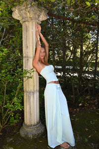 Hire DEAR FRANKIE SABELLE Charlotte Set Maxi Skirt and Corset Top in Mist Blue