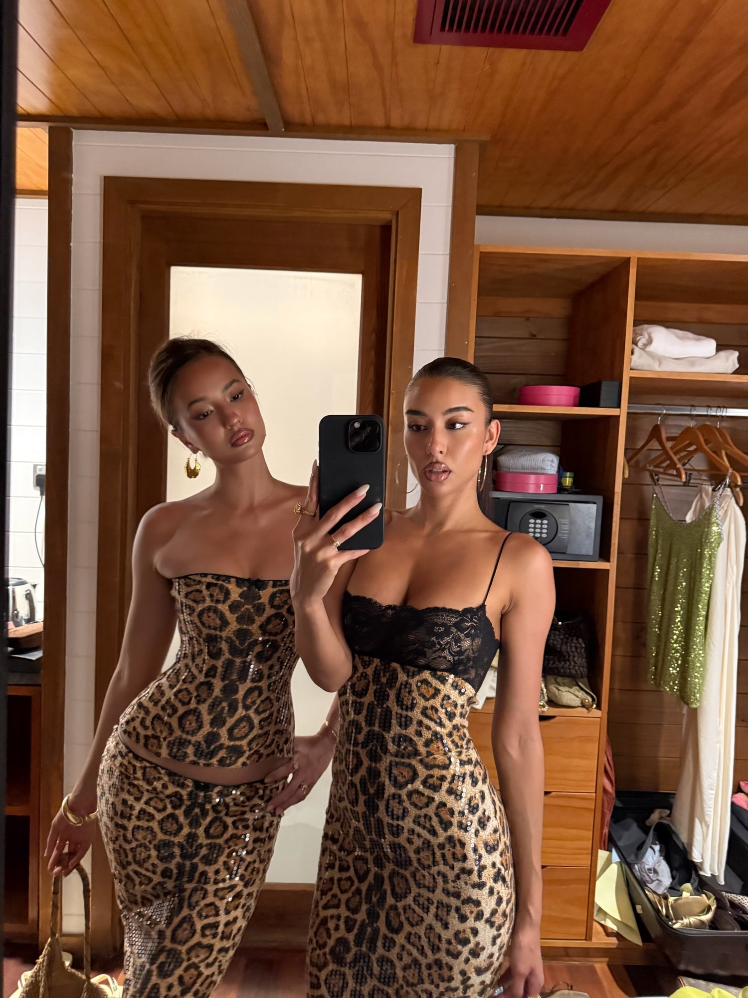 Hire MALI MAREA Onza Set Corset Skirt in Leopard Sequin Chui Print