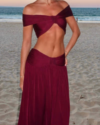Hire ARCINA ORI Set Alessia Maxi Skirt and Crop Top in Plum