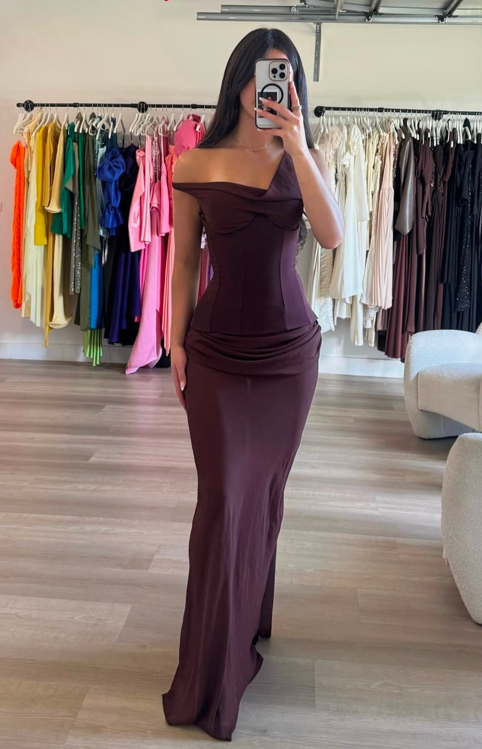 Hire NATALIE ROLT Cadence Gown in Espresso Brown