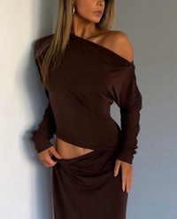Hire BENNI Enya Maxi Dress in Chocolate Brown